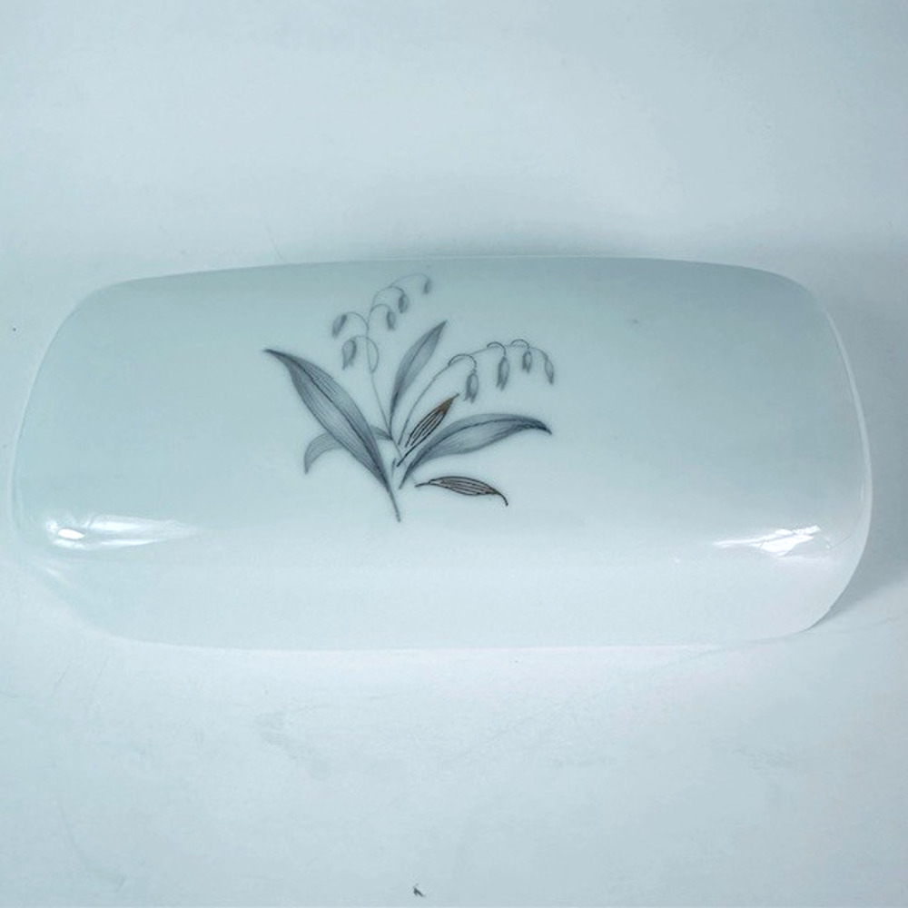 Kaysons Import Golden Rhapsody Butter Dish LID (only) Gray/Gold Leaves VTG